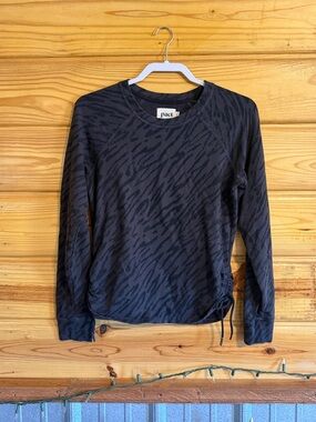 Pact Black/Purple Animal-Print Long Sleeve Pullover S